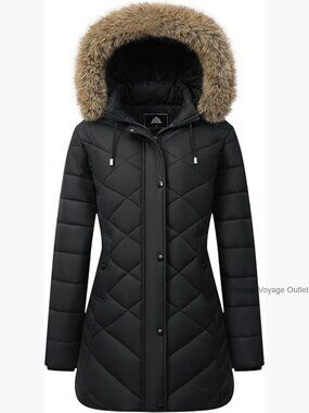 Long Winter Down Jacket Waterproof Windproof Fleece Lined Removable Hood